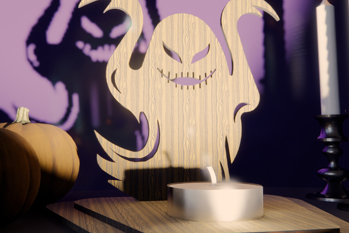 Σετ των 3 Intra απο ξύλο plywood 3mm-4mm πάχος - Σκιά φαντασμάτων αποκριάτικου κεριού Δίασταση 15x15 cm INTRAFABR-79116713