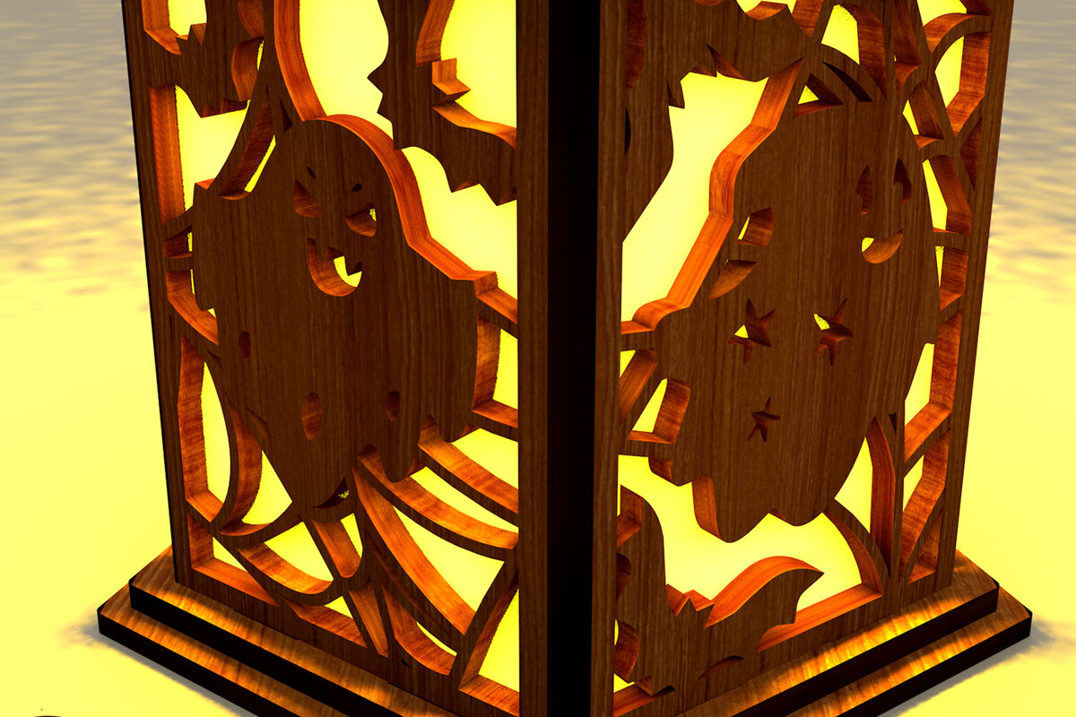 Σετ των 3 Intra απο ξύλο plywood 3mm-4mm πάχος - Κηροπήγιο αποκριών με φαντάσματα Δίασταση 4x4 cm INTRAFABR-107066516