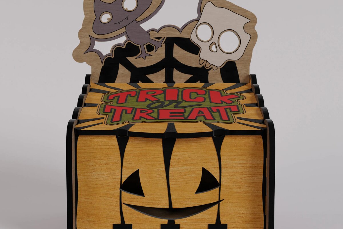 Σετ των 2 Intra απο ξύλο plywood 3mm-4mm πάχος - Χαριτωμένο κομμένο  αποκριάτικων καραμελών Δίασταση 120x150 cm INTRAFABR-104861122