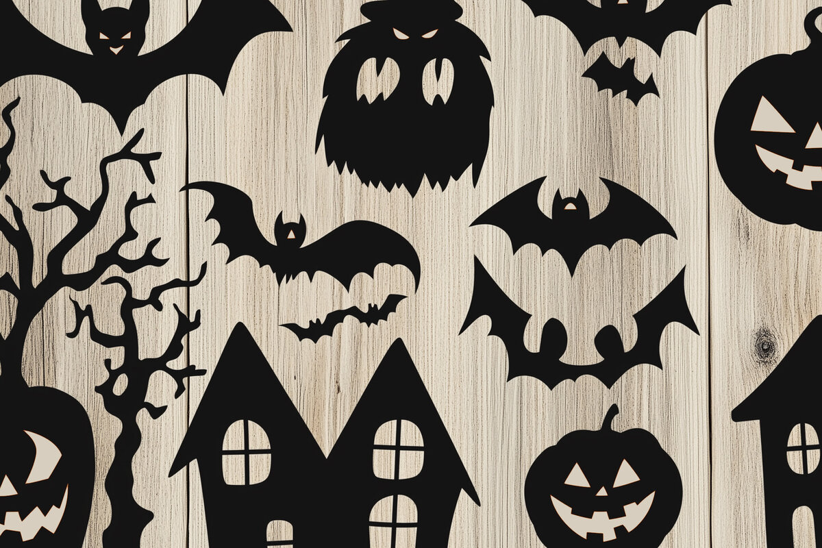 Σετ των 2 Intra απο ξύλο plywood 3mm-4mm πάχος - Αποκοπή υ  Clipart Halloween Δίασταση 15x15 cm INTRAFABR-104220649