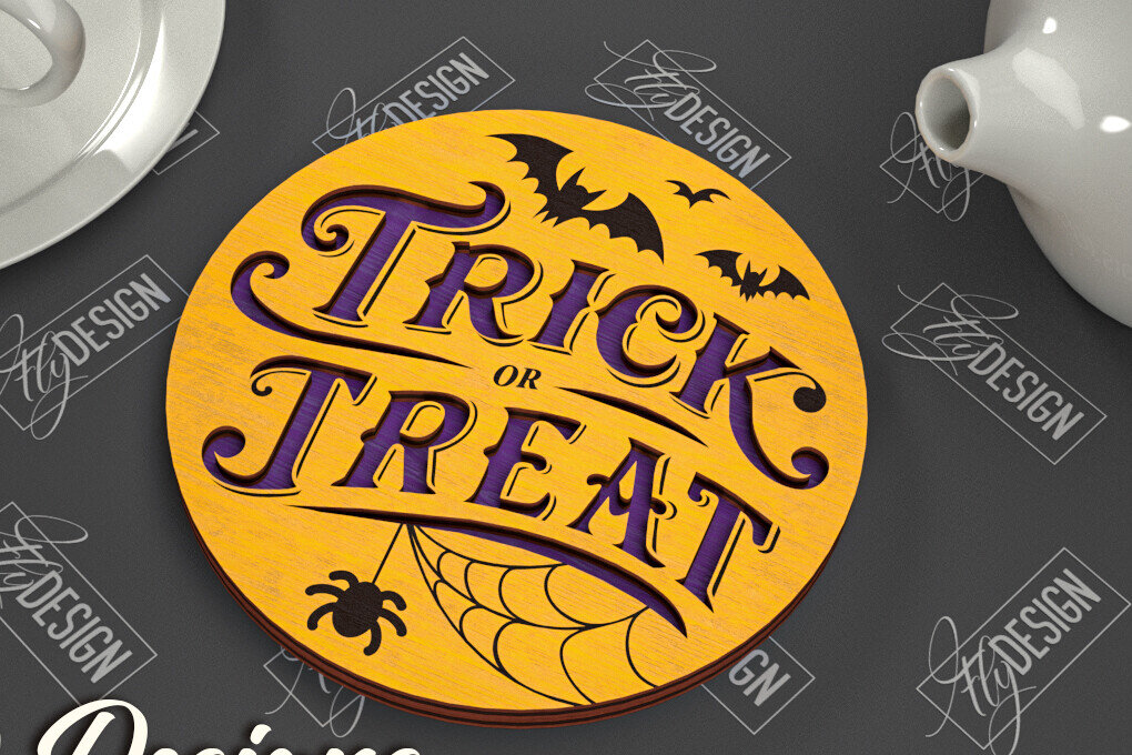 Σετ των 2 Intra απο ξύλο plywood 3mm-4mm πάχος - Σουβέρ αποκριών | Κύπελλο σουβέρ πρότυπο Δίασταση 15x15 cm INTRAFABR-103710740