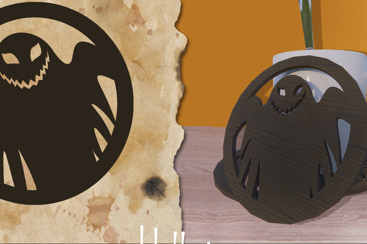 Σετ των 2 Intra απο ξύλο plywood 3mm-4mm πάχος - Halloween Coaster Σχεδιασμός Laser Cut Δίασταση 15x15 cm INTRAFABR-79072397