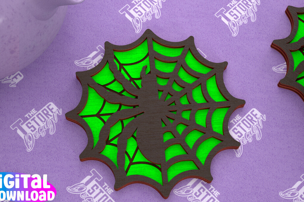 Σετ των 2 Intra απο ξύλο plywood 3mm-4mm πάχος - Σουβέρ αποκριών | Halloween Party |CNC Δίασταση 15x15 cm INTRAFABR-102479603