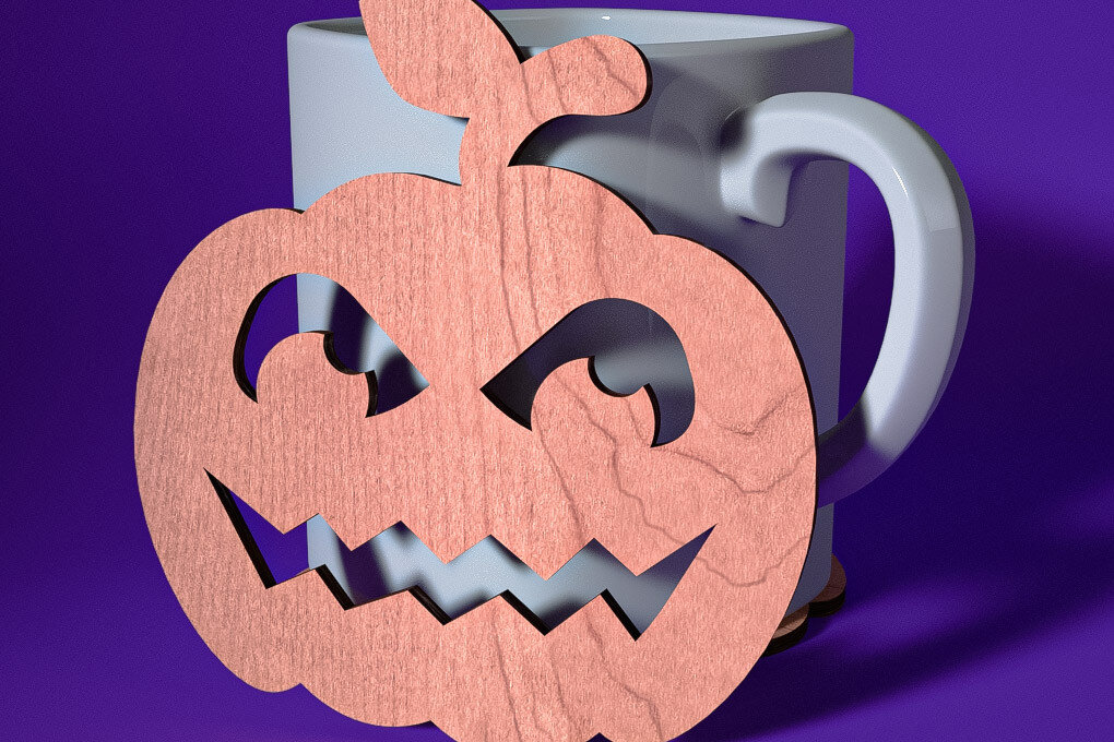 Σετ των 3 Intra απο ξύλο plywood 3mm-4mm πάχος - Σουβέρ Halloween Cut Laser  | Λέιζερ Δίασταση 15x15 cm INTRAFABR-72759923