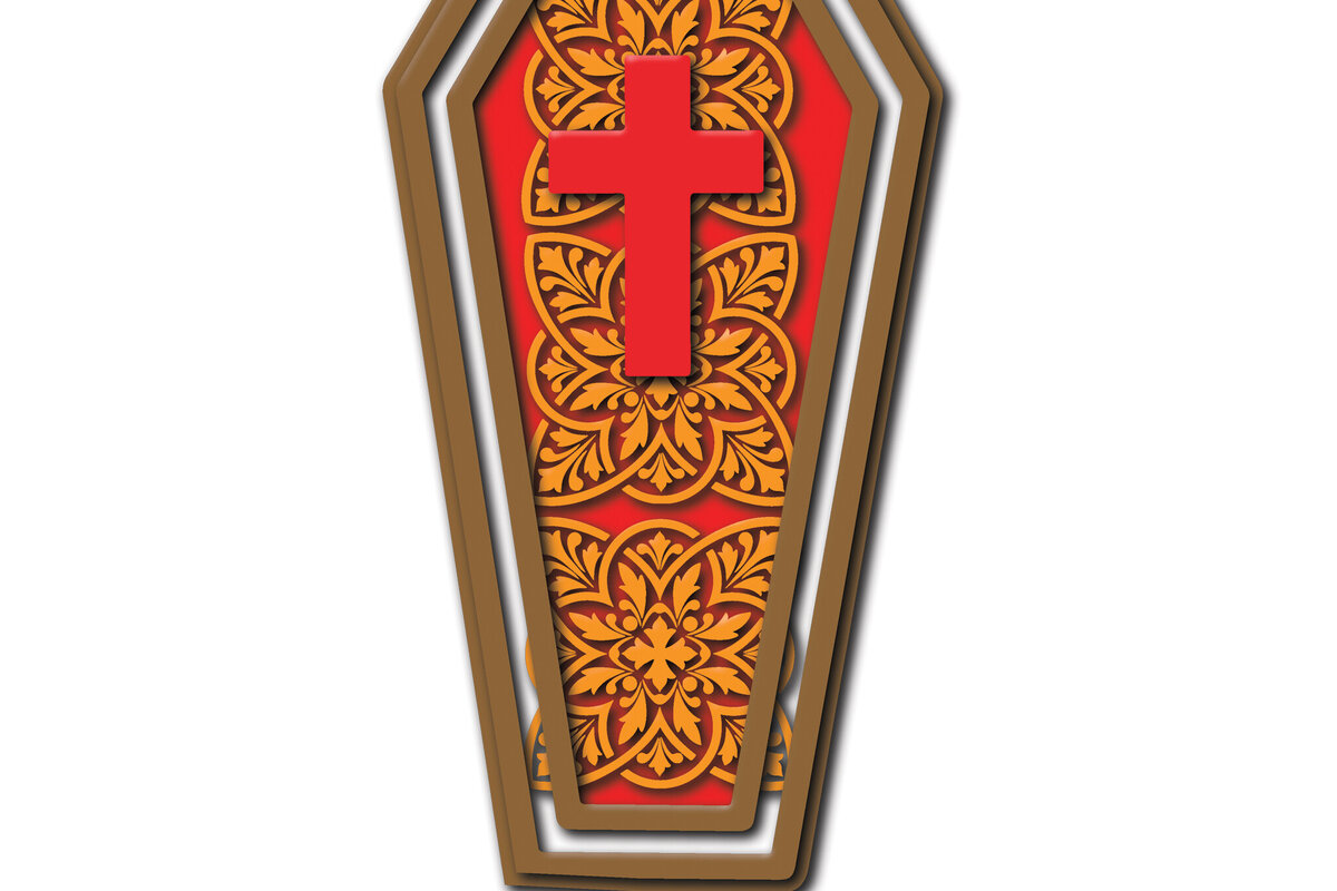 Σετ των 2 Intra απο ξύλο plywood 3mm-4mm πάχος - Halloween Coffin 3D σχέδιο κοπής με λέιζερ 3 Δίασταση 15x15 cm INTRAFABR-124578124