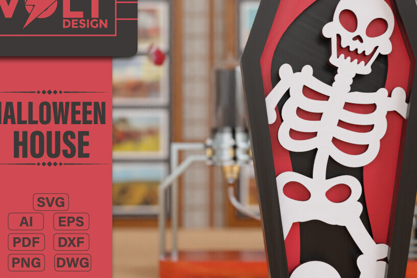 Σετ των 2 Intra απο ξύλο plywood 3mm-4mm πάχος -  πολλαπλών επιπέδων 3D  Halloween Coffin Δίασταση 20x25 cm INTRAFABR-103863775