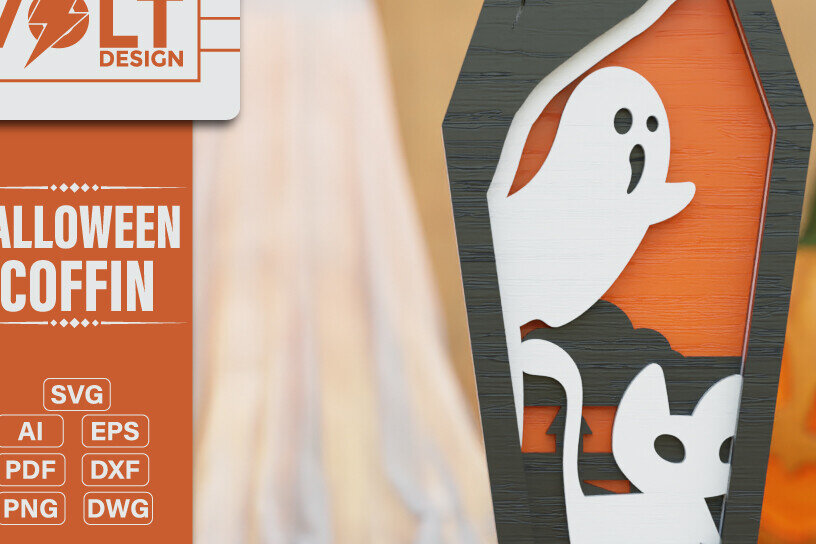 Intra απο ξύλο plywood 3mm-4mm πάχος -  πολλαπλών επιπέδων 3D  Halloween Coffin Δίασταση 20x25 cm INTRAFABR-104024837