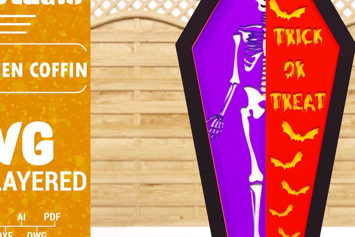 Intra απο ξύλο plywood 3mm-4mm πάχος - Halloween Coffin 3D  Papercut Laser C Δίασταση 1500x1500 cm INTRAFABR-78124752