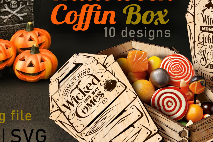 Σετ των 2 Intra απο ξύλο plywood 3mm-4mm πάχος - Halloween Coffin Box  Δίασταση 15x15 cm INTRAFABR-75107871