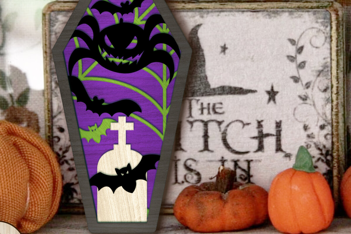 Σετ των 2 Intra απο ξύλο plywood 3mm-4mm πάχος - Πρότυπο διακοσμητικό κομμένο φέρετρο αποκριών Δίασταση 7x12 cm INTRAFABR-105397914