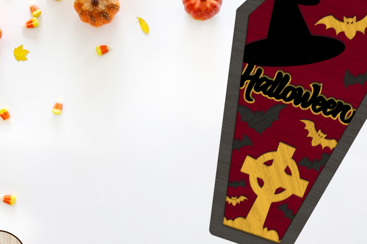 Σετ των 2 Intra απο ξύλο plywood 3mm-4mm πάχος - Διακοσμητικό πρότυπο φέρετρων αποκριών Δίασταση 7x12 cm INTRAFABR-105958398