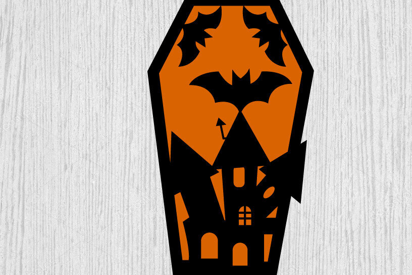 Intra απο ξύλο plywood 3mm-4mm πάχος - Halloween Coffins  Μεταλλική Τέχνη τοίχου Δίασταση 40x50 cm INTRAFABR-105154810