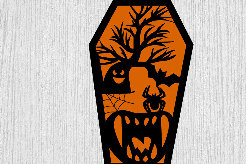 Intra απο ξύλο plywood 3mm-4mm πάχος - Halloween Coffins  Μεταλλική Τέχνη τοίχου Δίασταση 40x50 cm INTRAFABR-105155041