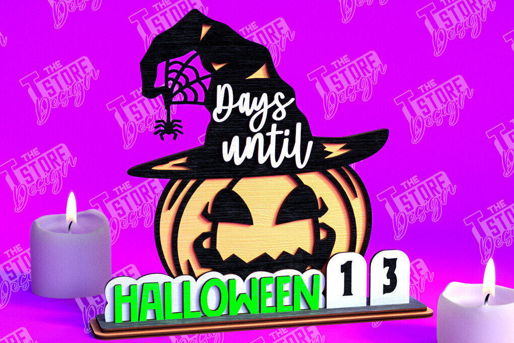 Σετ των 2 Intra απο ξύλο plywood 3mm-4mm πάχος - Πρότυπο ημερολογίου αντίστροφης μέτρησης αποκριών Δίασταση 15x15 cm INTRAFABR-103931677