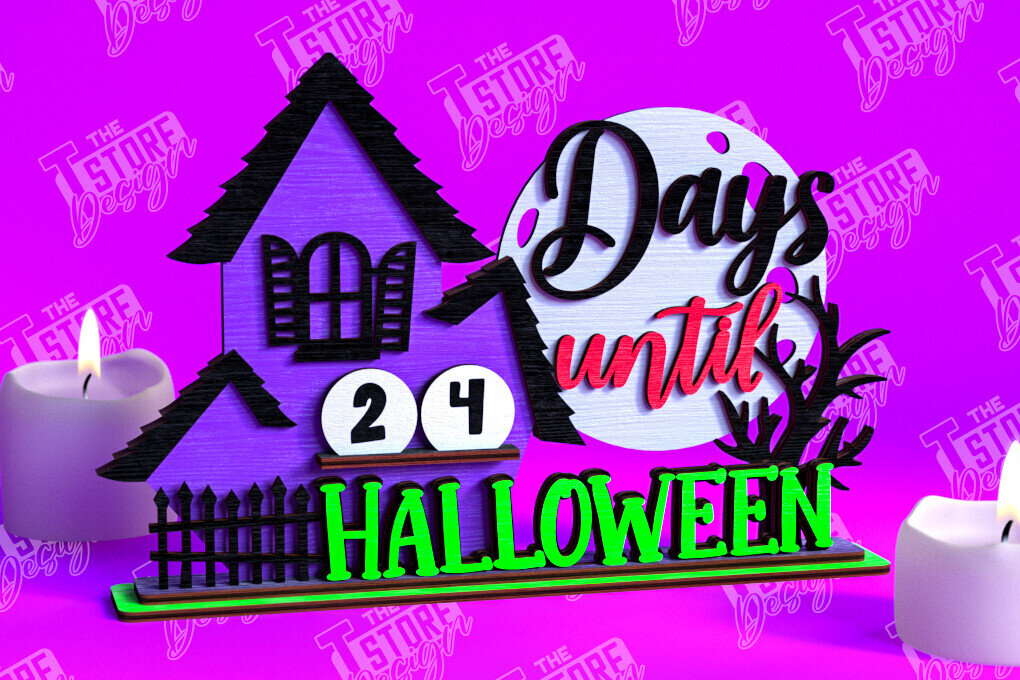 Σετ των 2 Intra απο ξύλο plywood 3mm-4mm πάχος - Πρότυπο ημερολογίου αντίστροφης μέτρησης αποκριών Δίασταση 15x15 cm INTRAFABR-103931689