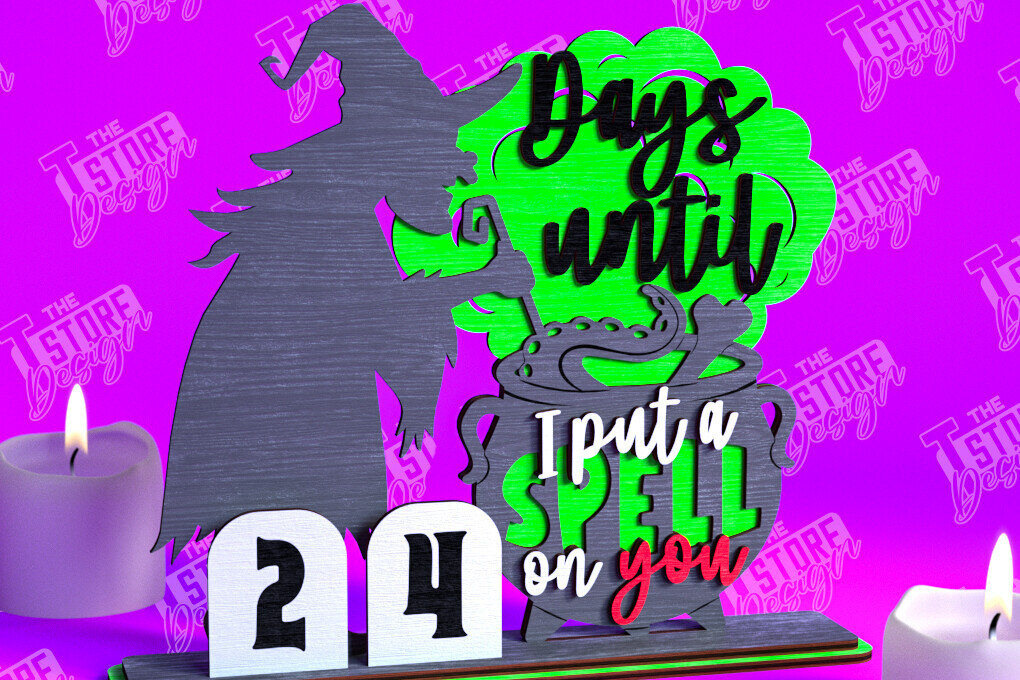 Σετ των 2 Intra απο ξύλο plywood 3mm-4mm πάχος - Πρότυπο ημερολογίου αντίστροφης μέτρησης αποκριών Δίασταση 15x15 cm INTRAFABR-103931670