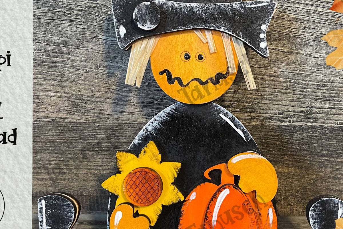 Σετ των 3 Intra απο ξύλο plywood 3mm-4mm πάχος - Halloween Cute Scarecrow Laser  Δίασταση 6x6 cm INTRAFABR-78190648