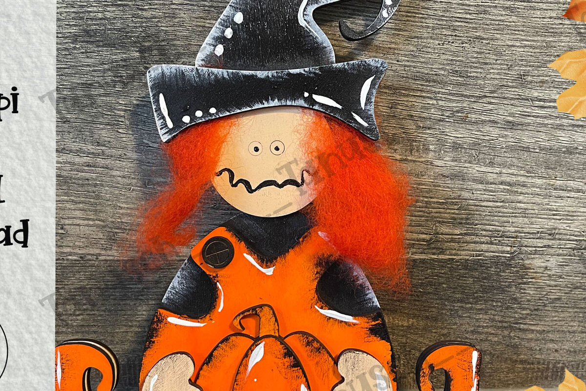 Σετ των 3 Intra απο ξύλο plywood 3mm-4mm πάχος - Halloween Cute Witch Laser  Δίασταση 6x6 cm INTRAFABR-78190985
