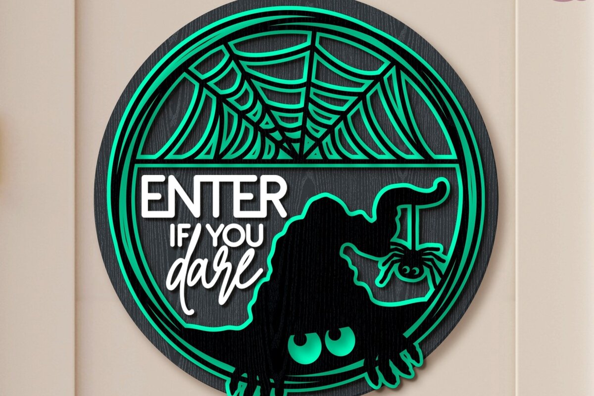 Σετ των 2 Intra απο ξύλο plywood 3mm-4mm πάχος - Halloween Decor, Μπείτε αν τολμάτε Δίασταση 15x15 cm INTRAFABR-16799346