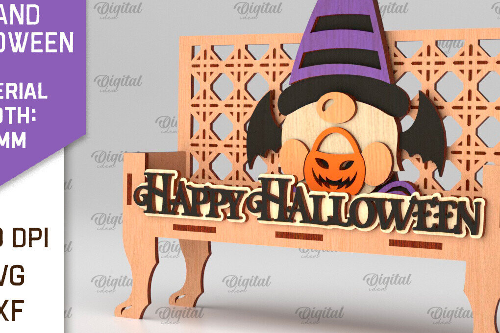 Σετ των 3 Intra απο ξύλο plywood 3mm-4mm πάχος - Halloween Decor . Halloween  Δίασταση 15x15 cm INTRAFABR-104815054