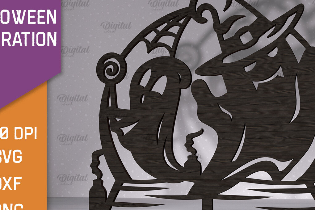 Σετ των 2 Intra απο ξύλο plywood 3mm-4mm πάχος - Σχέδιο κοπής λέιζερ διακόσμησης αποκριών Δίασταση 15x15 cm INTRAFABR-102832424