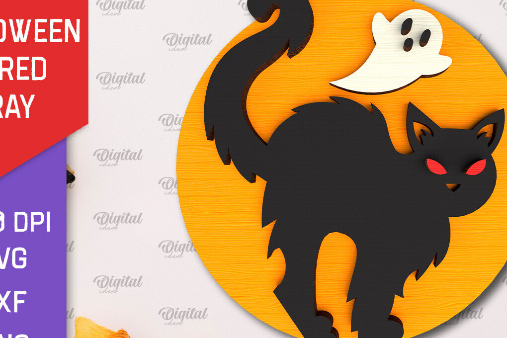 Σετ των 2 Intra απο ξύλο plywood 3mm-4mm πάχος - Σχέδιο κοπής λέιζερ διακόσμησης αποκριών Δίασταση 15x15 cm INTRAFABR-103785003