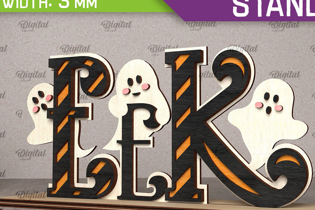 Σετ των 2 Intra απο ξύλο plywood 3mm-4mm πάχος - Σχέδιο κοπής λέιζερ διακόσμησης αποκριών Δίασταση 15x15 cm INTRAFABR-107363070