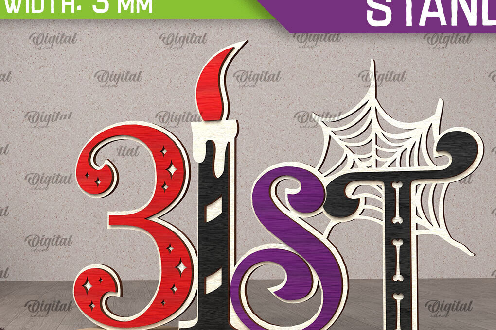 Σετ των 2 Intra απο ξύλο plywood 3mm-4mm πάχος - Σχέδιο κοπής λέιζερ διακόσμησης αποκριών Δίασταση 15x15 cm INTRAFABR-107363323