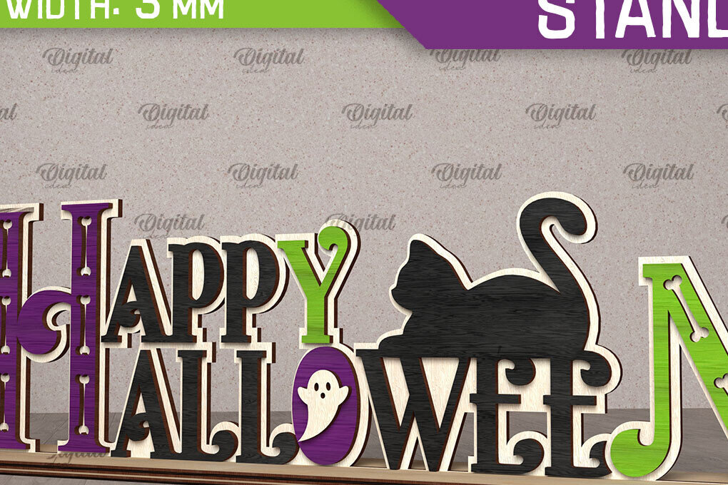 Σετ των 2 Intra απο ξύλο plywood 3mm-4mm πάχος - Σχέδιο κοπής λέιζερ διακόσμησης αποκριών Δίασταση 15x15 cm INTRAFABR-107363359