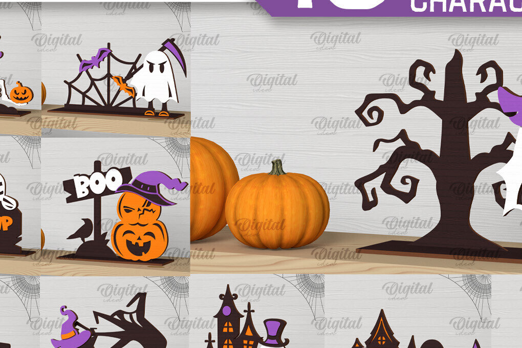 Σετ των 2 Intra απο ξύλο plywood 3mm-4mm πάχος - Δέσμη κοπής με λέιζερ αποκριάτικες διακοσμήσεις Δίασταση 15x15 cm INTRAFABR-103999377