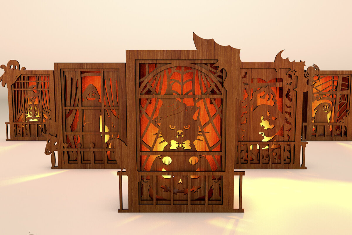 Σετ των 3 Intra απο ξύλο plywood 3mm-4mm πάχος - Αποκριάτικα διακοσμητικά κομμένα αρχεία φωτός Δίασταση 5x5 cm INTRAFABR-108811093