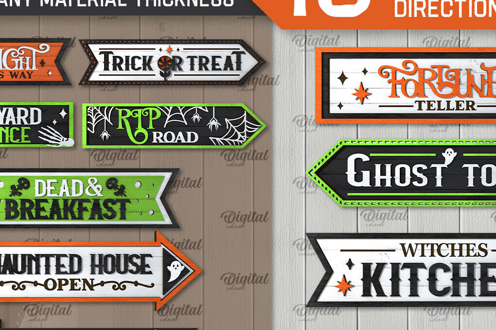 Σετ των 2 Intra απο ξύλο plywood 3mm-4mm πάχος - Πακέτο LaserCut Sign κατεύθυνσης αποκριών Δίασταση 15x15 cm INTRAFABR-106666782