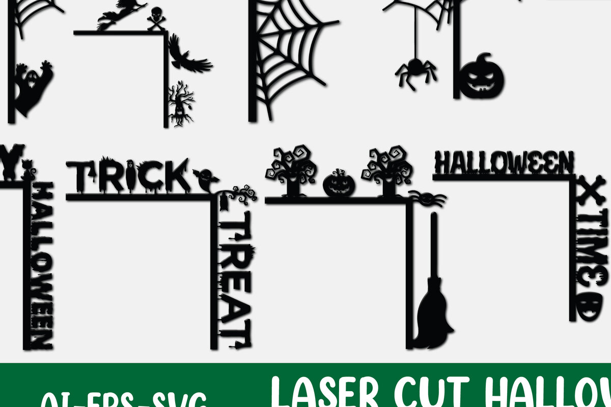 Σετ των 2 Intra απο ξύλο plywood 3mm-4mm πάχος - Δέσμη κοπής με λέιζερ γωνιακή πόρτα για το Halloween Δίασταση 15x15 cm INTRAFABR-125180510