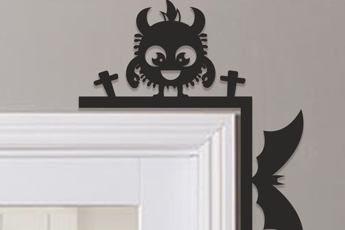 Σετ των 2 Intra απο ξύλο plywood 3mm-4mm πάχος - Halloween Door Corner Laser Cut  Δίασταση 15x15 cm INTRAFABR-100615625