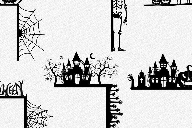 Σετ των 2 Intra απο ξύλο plywood 3mm-4mm πάχος - Halloween Door Corner  Δίασταση 15x15 cm INTRAFABR-77756511