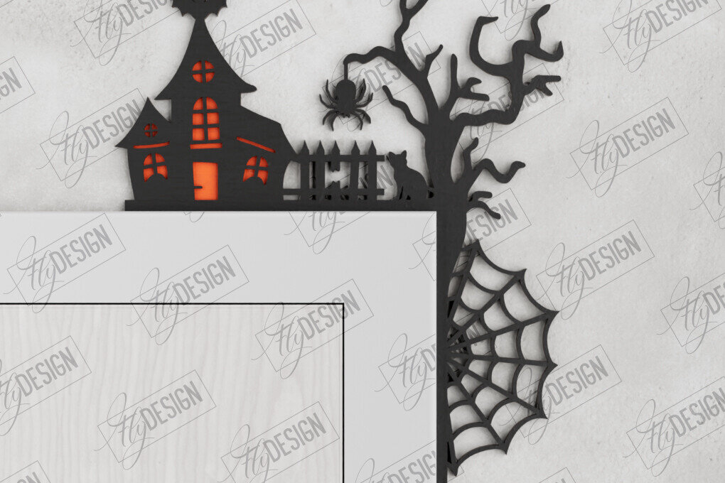 Σετ των 2 Intra απο ξύλο plywood 3mm-4mm πάχος - Halloween Door Corners | Διακόσμηση βεράντας Δίασταση 15x15 cm INTRAFABR-104676237