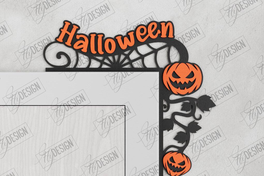 Σετ των 2 Intra απο ξύλο plywood 3mm-4mm πάχος - Halloween Door Corners | Διακόσμηση βεράντας Δίασταση 15x15 cm INTRAFABR-104676323