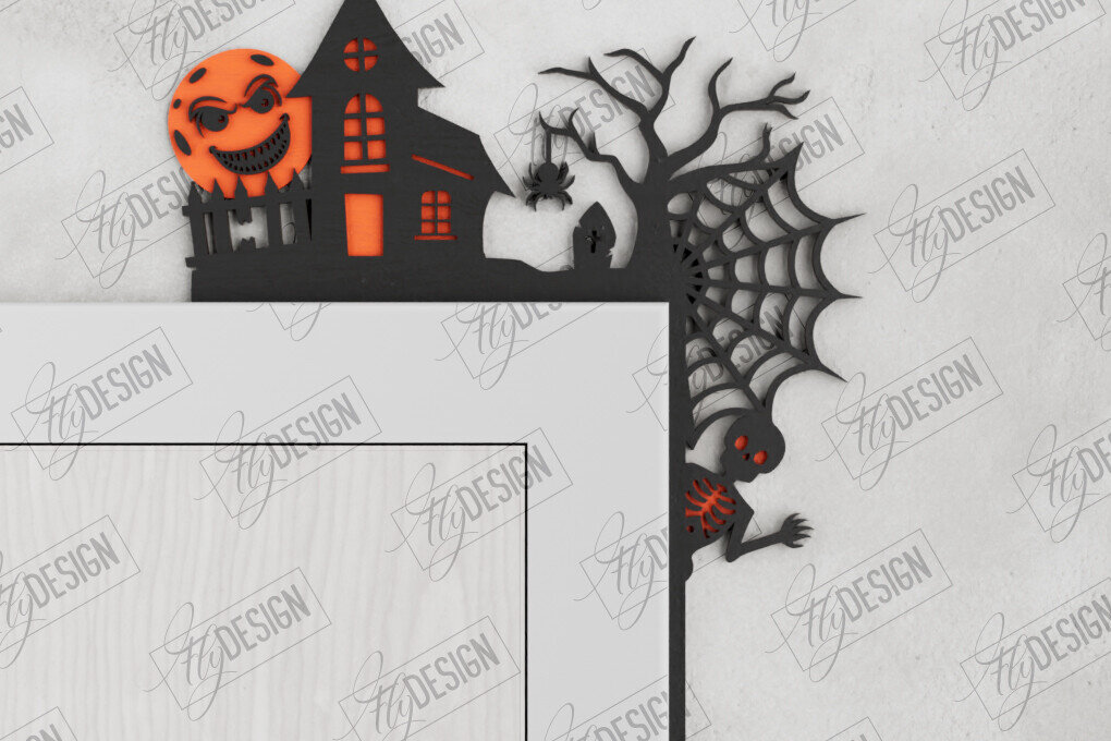 Σετ των 2 Intra απο ξύλο plywood 3mm-4mm πάχος - Halloween Door Corners | Διακόσμηση βεράντας Δίασταση 15x15 cm INTRAFABR-104676361