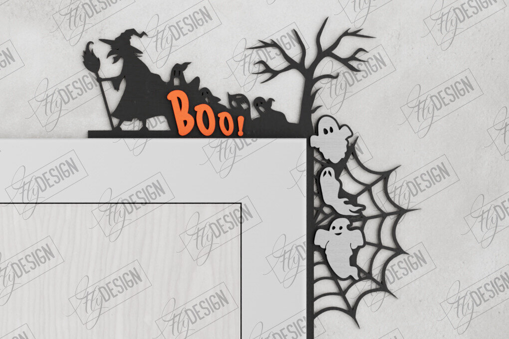 Σετ των 2 Intra απο ξύλο plywood 3mm-4mm πάχος - Halloween Door Corners | Διακόσμηση βεράντας Δίασταση 15x15 cm INTRAFABR-104676653