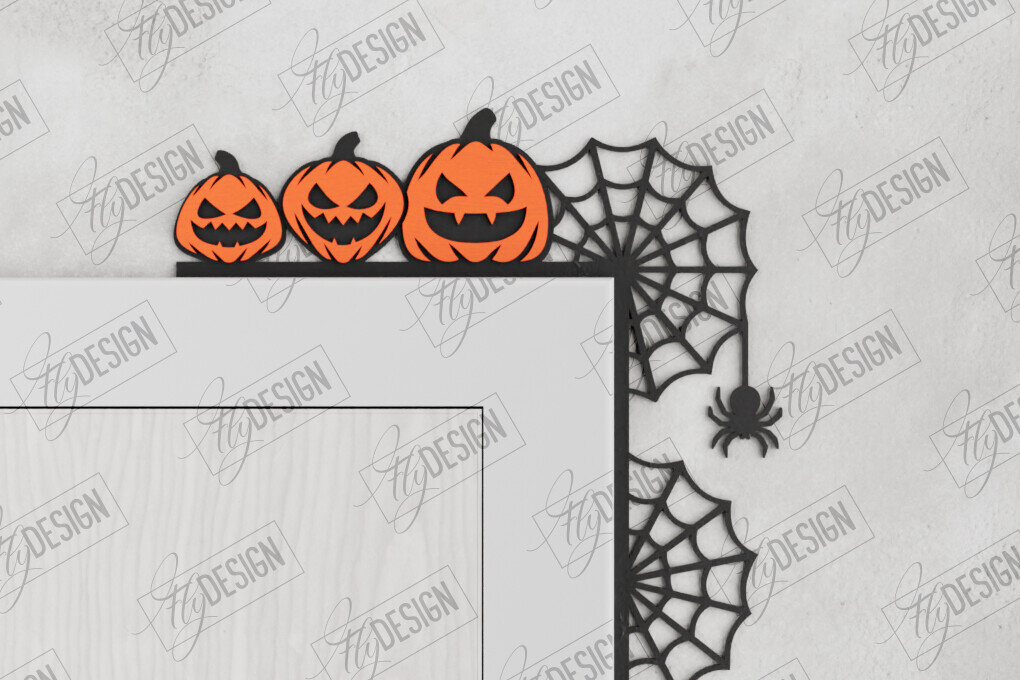 Σετ των 2 Intra απο ξύλο plywood 3mm-4mm πάχος - Halloween Door Corners | Διακόσμηση βεράντας Δίασταση 15x15 cm INTRAFABR-104676661