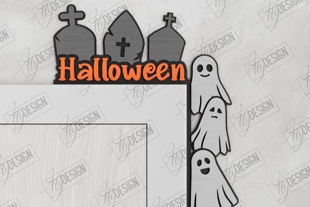 Σετ των 2 Intra απο ξύλο plywood 3mm-4mm πάχος - Halloween Door Corners | Διακόσμηση βεράντας Δίασταση 15x15 cm INTRAFABR-104676189