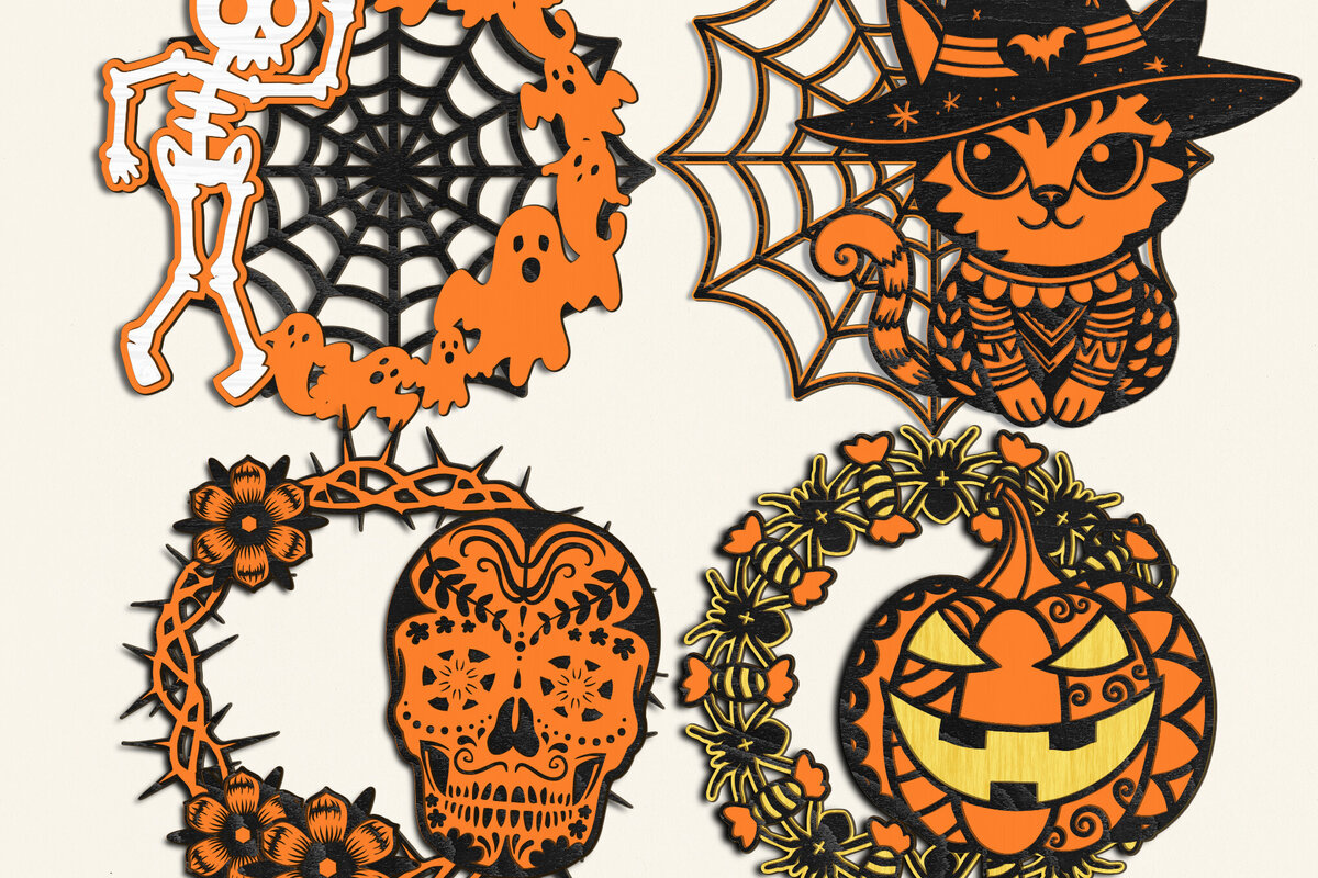 Σετ των 2 Intra απο ξύλο plywood 3mm-4mm πάχος - Πρότυπα δέσμης κρεμάστρας πόρτας αποκριών Δίασταση 12x12 cm INTRAFABR-106827787