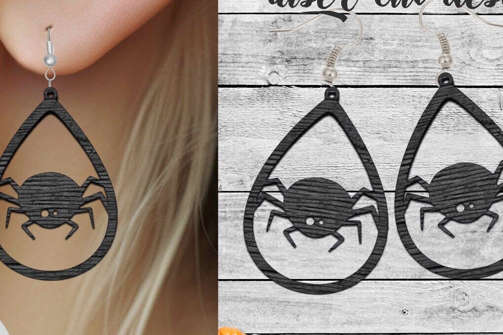 Intra απο ξύλο plywood 3mm-4mm πάχος -  κοπής με λέιζερ αποκριάτικων σκουλαρικιών Δίασταση 20x20 cm INTRAFABR-79749153