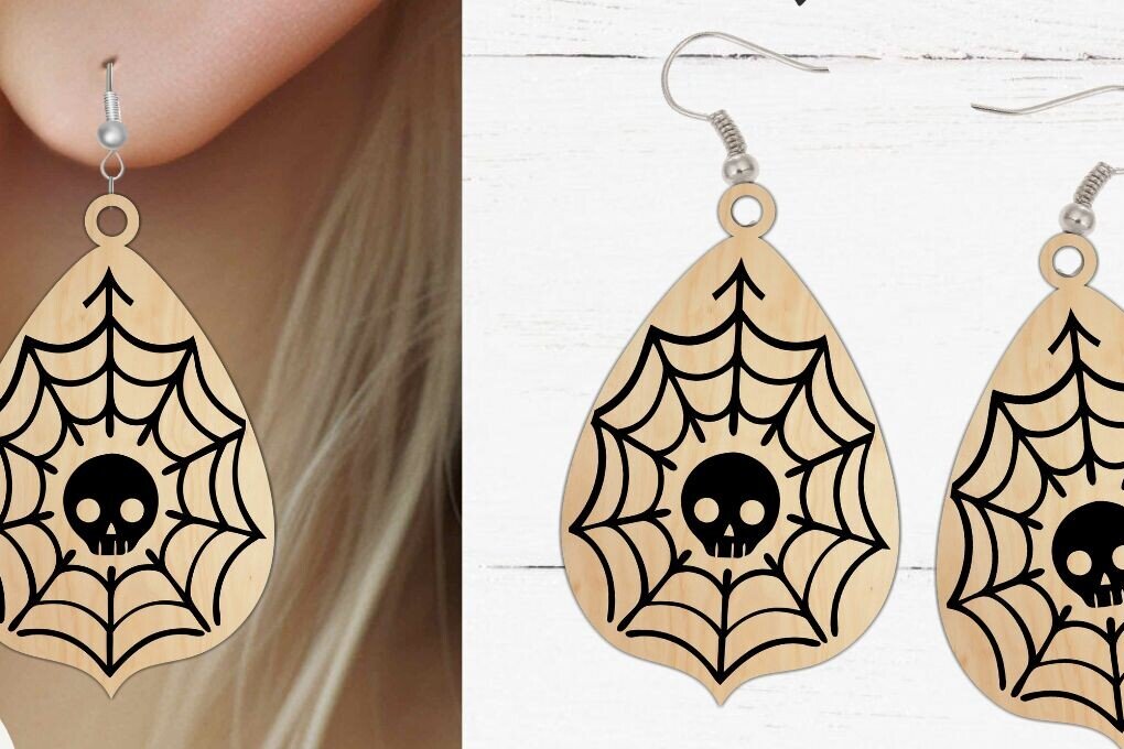 Σετ των 2 Intra απο ξύλο plywood 3mm-4mm πάχος -  κοπής με λέιζερ αποκριάτικων σκουλαρικιών, Glowfo Δίασταση 20x20 cm INTRAFABR-102386502