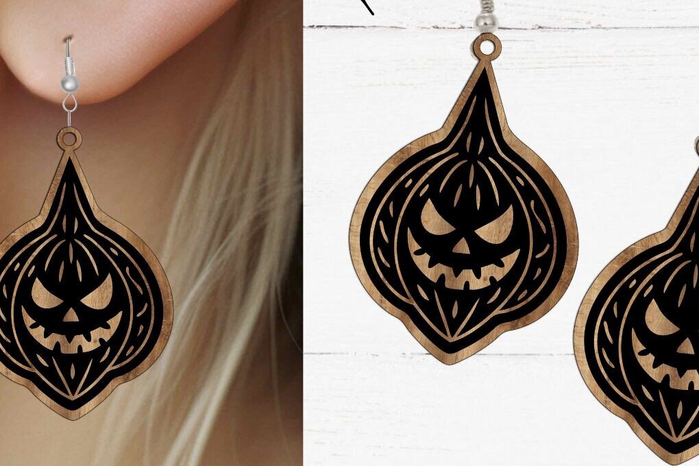 Σετ των 2 Intra απο ξύλο plywood 3mm-4mm πάχος -  κοπής με λέιζερ αποκριάτικων σκουλαρικιών, Glowfo Δίασταση 20x20 cm INTRAFABR-105155751