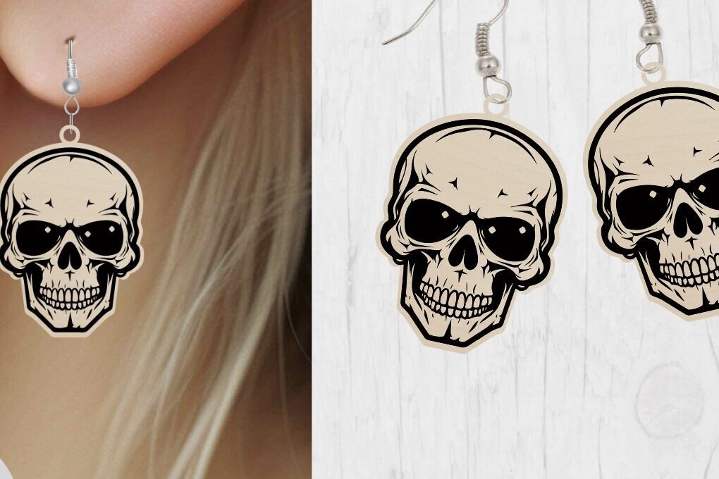 Σετ των 2 Intra απο ξύλο plywood 3mm-4mm πάχος -  κοπής με λέιζερ αποκριάτικων σκουλαρικιών Δίασταση 20x20 cm INTRAFABR-77017704