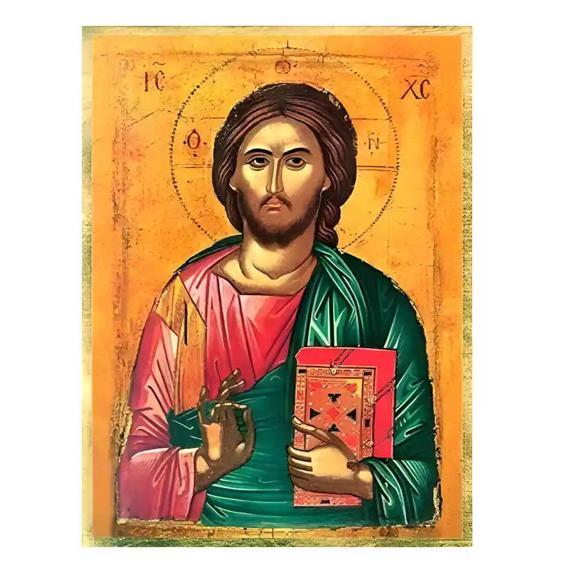 Σετ των 2 Εικόνα Ορθοδοξίας με περίγραμμα χρυσό σε ξύλο Φλαμουρίας  με  βάση Εικόνα Χριστός Ευλογών Χειροποίητη Ελληνορθόδοξη , Κρεμαστή πλάκα βυζαντινής τέχνης, χριστιανική τέχνη Διάσταση 10x7 cm (3,9 x 2,8 ίντσες) INTRAEK-670779