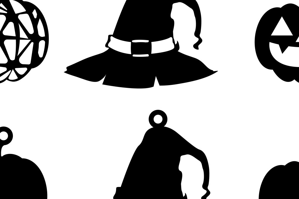 Σετ των 3 Intra απο ξύλο plywood 3mm-4mm πάχος - Αποκριάτικο σκουλαρίκι ,Κολοκύθα,καπέλο μαγισσών Δίασταση 3x3 cm INTRAFABR-77365088