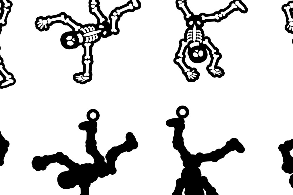 Σετ των 3 Intra απο ξύλο plywood 3mm-4mm πάχος - Αποκριάτικο Σκουλαρίκι , Skeletons Dancing Δίασταση 3x3 cm INTRAFABR-69855210