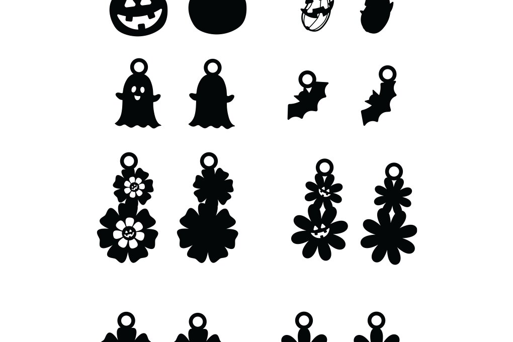 Σετ των 3 Intra απο ξύλο plywood 3mm-4mm πάχος - Halloween Earring  ,Spooky Earrings Δίασταση 3x3 cm INTRAFABR-80126464